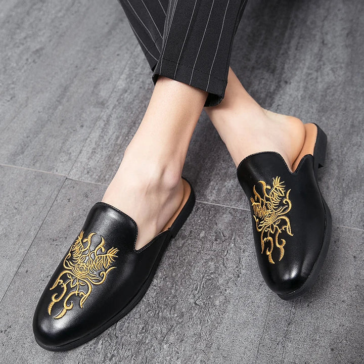 Ian Embroidered Mule Loafers