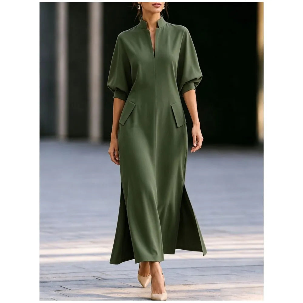 Dania Stand Collar Maxi Dress