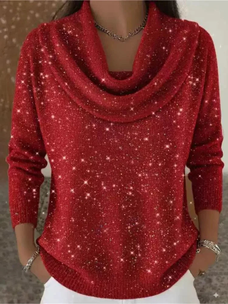 Solene Cowl Neck Shimmer Sweater