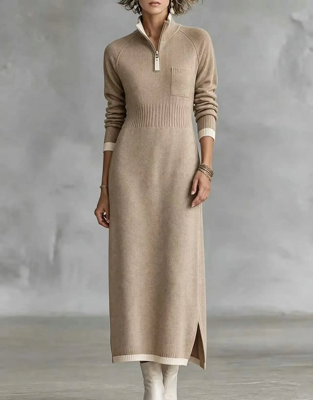Odile Ribbed Zip Maxi Dress