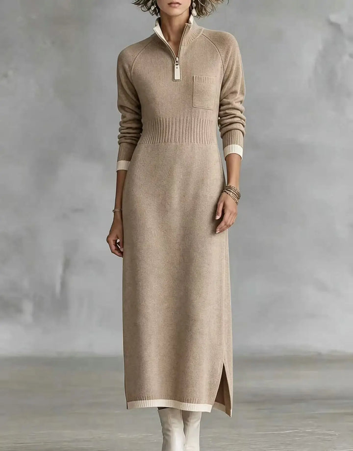 Odile Ribbed Zip Maxi Dress