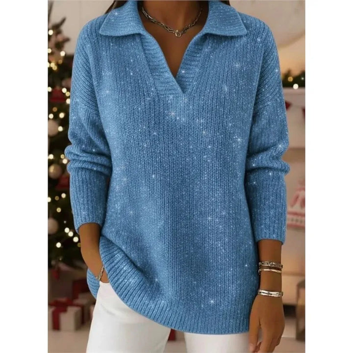 Amara Split Neck Sequin Sweater