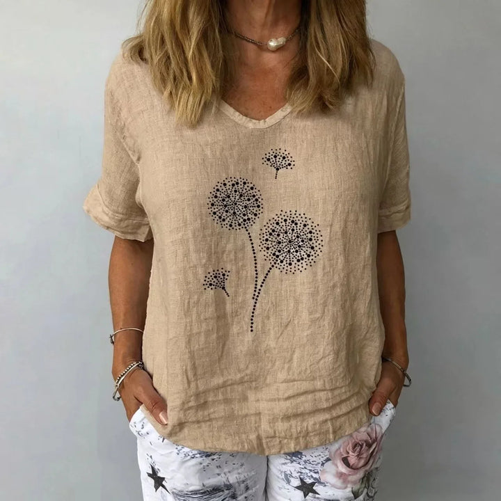 Emilia Botanical Linen Blouse