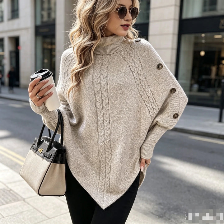 Marguerite Button Trimmed Poncho