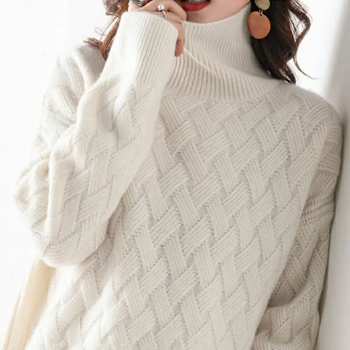Amelia Basketweave Turtleneck Sweater