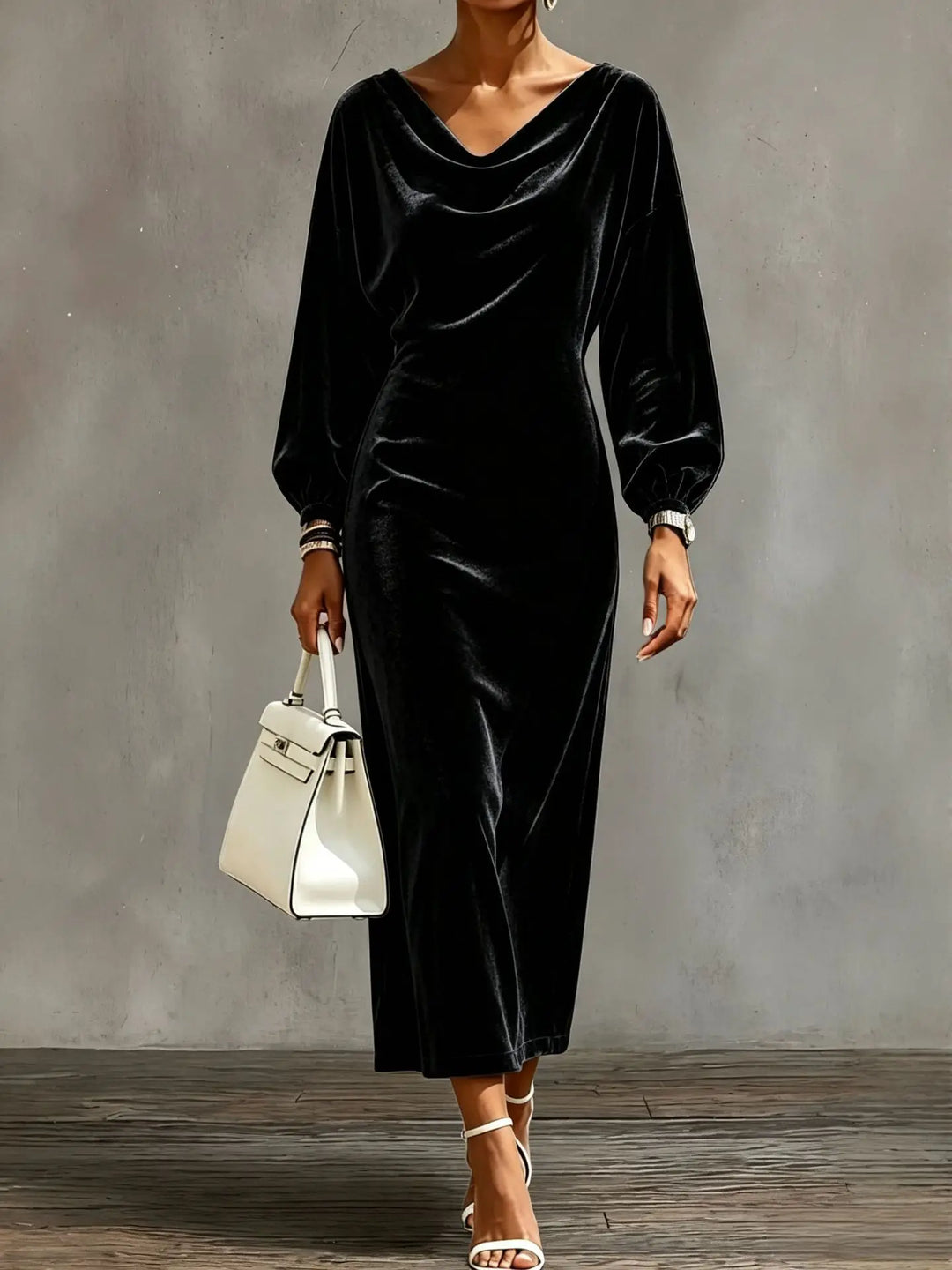Sabine Cowl Neck Velvet Dress