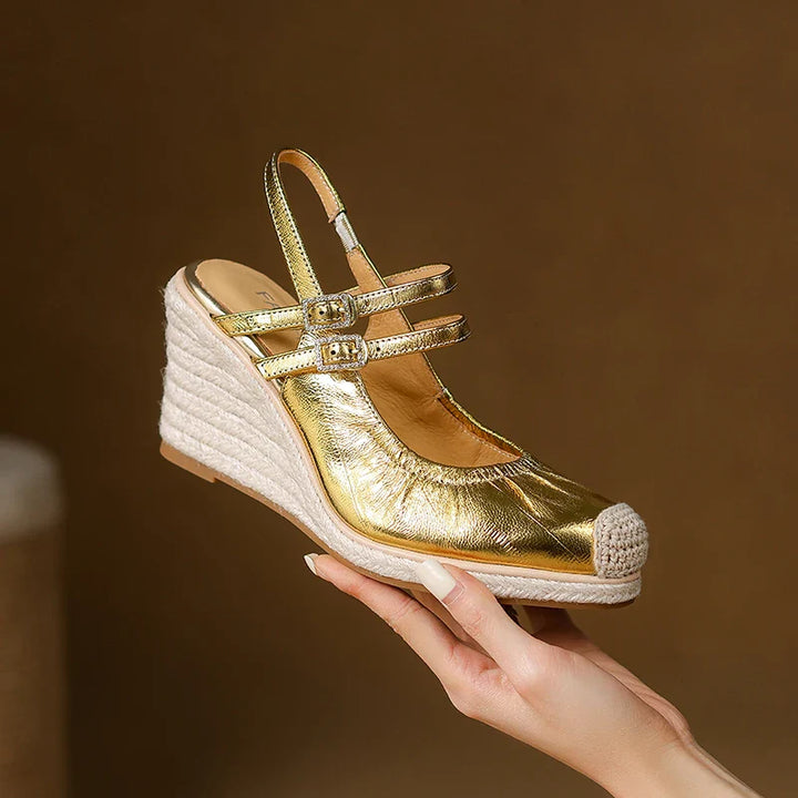 Sally Metallic Wedge Sandals