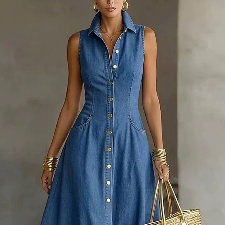Paige Ruffle Denim Midi Dress