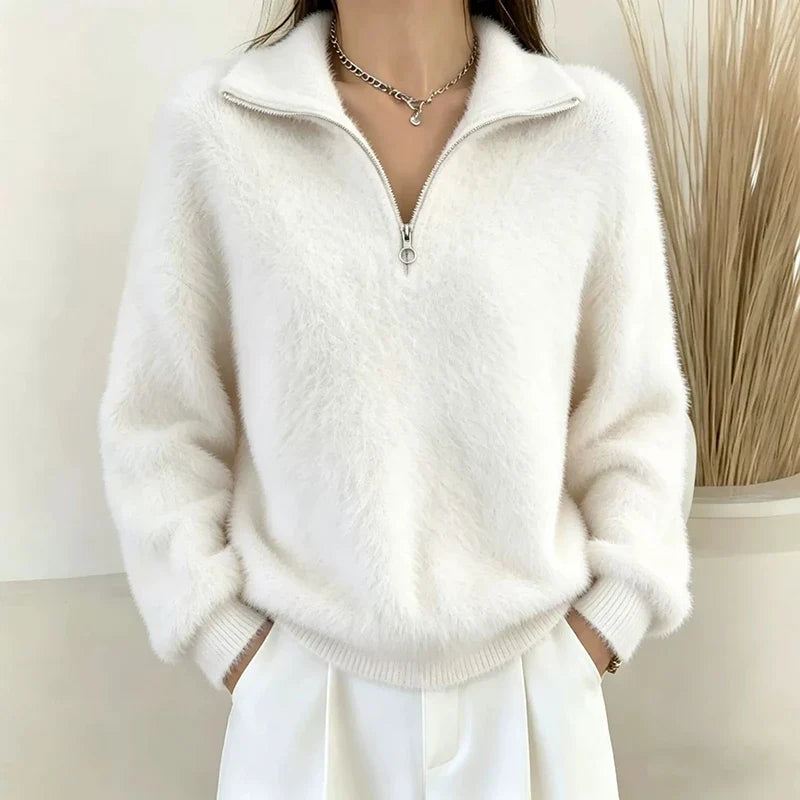 Eulalie Half Zip Fuzzy Pullover