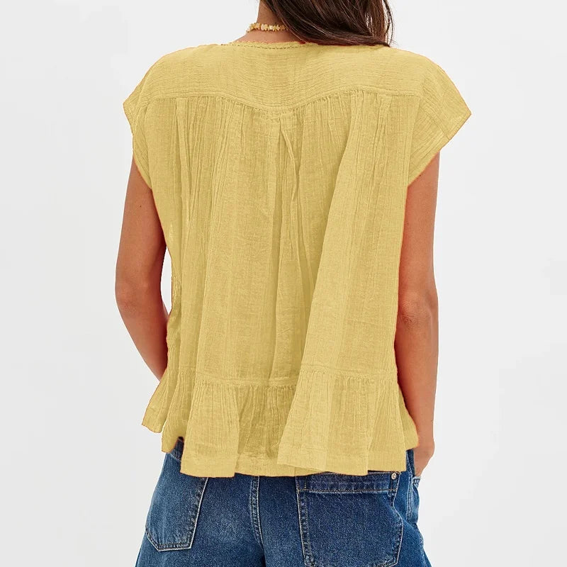 Winnie Ruffle Hem Sleeveless Blouse