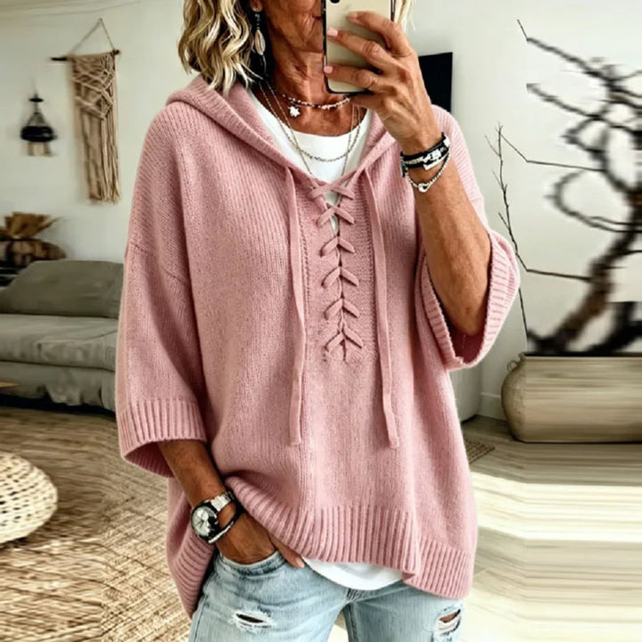 Mollie Lace Up Hooded Pullover