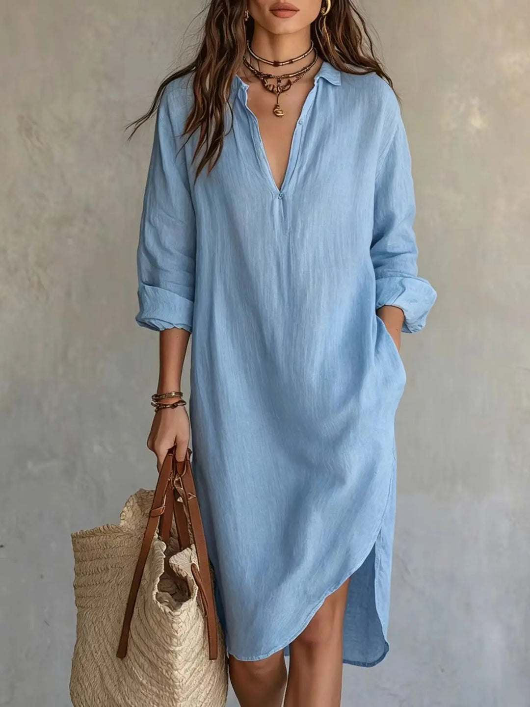 Maggie Pocket Midi Shirt Dress