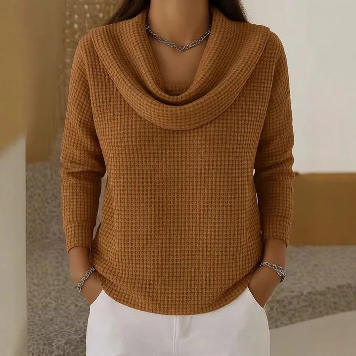 Marlowe Cowl Neck Waffle Top