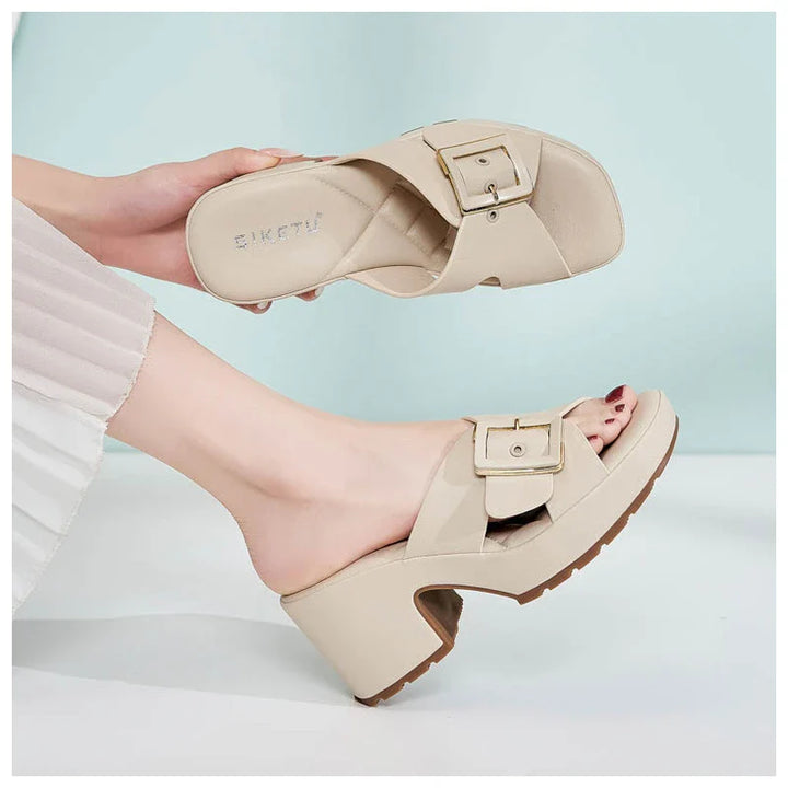 Keanna Orthopedic Buckle Heeled Sandals