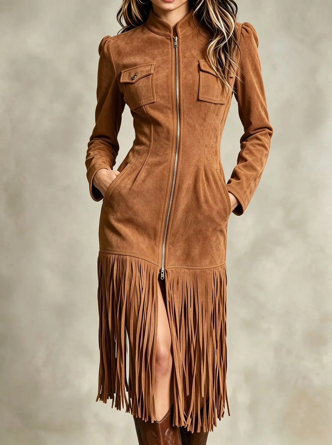 Monroe Fringe Suede Midi Dress