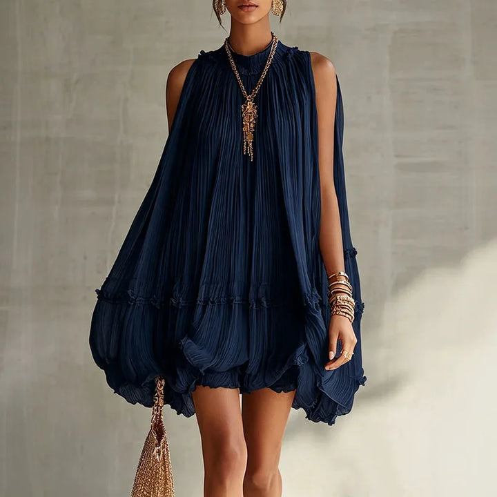 Elodie Pleated Halter Mini Dress