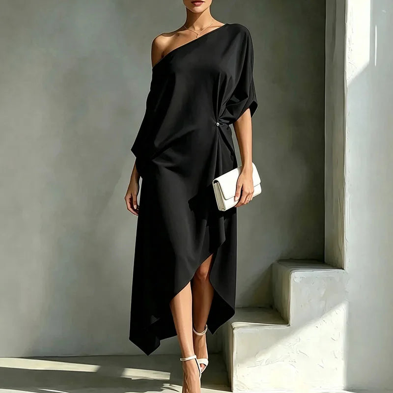 Chelsea Elegant Asymmetrical Midi Dress