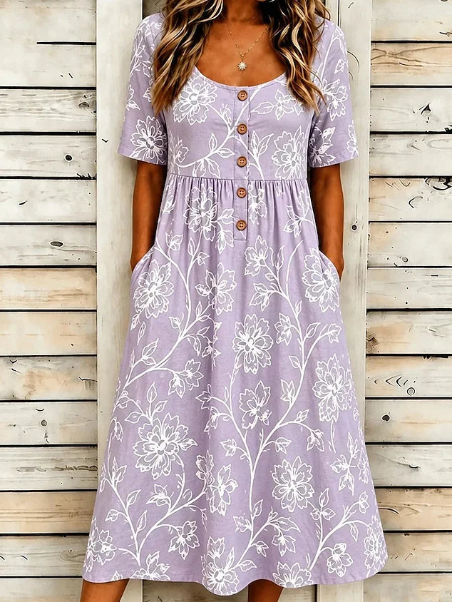 Tania Boho Floral Button Midi Dress