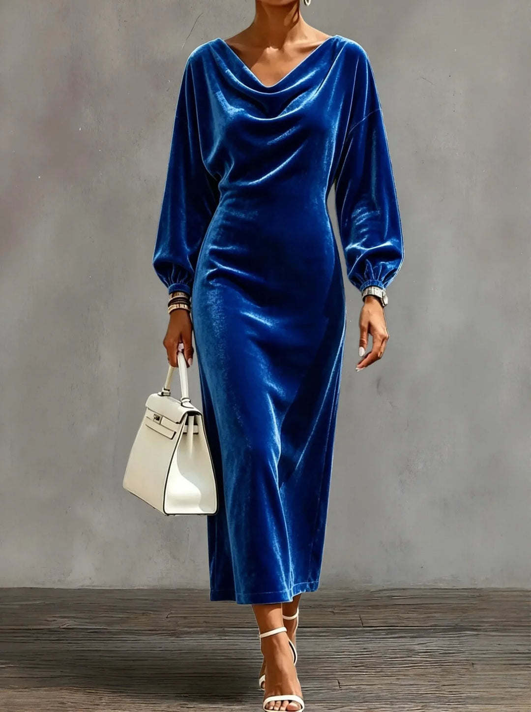 Sabine Cowl Neck Velvet Dress