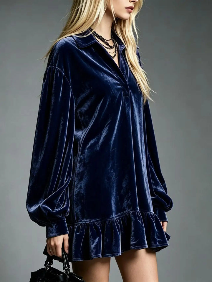 Jordynn Velvet Ruffle Mini Dress