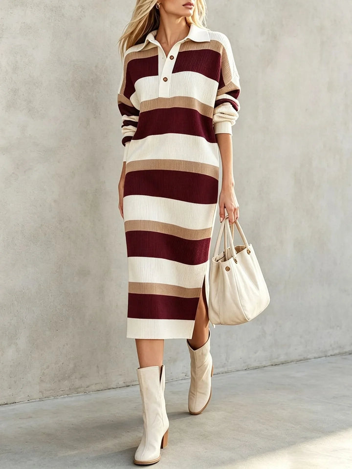 Annera Striped Polo Midi Dress