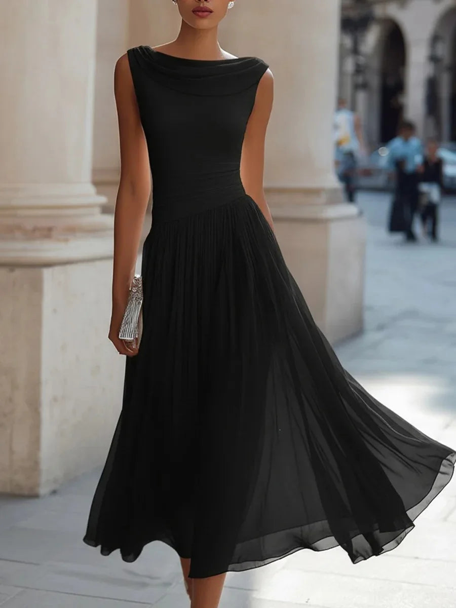 Audrina Flowing Pleated Midi Dress
