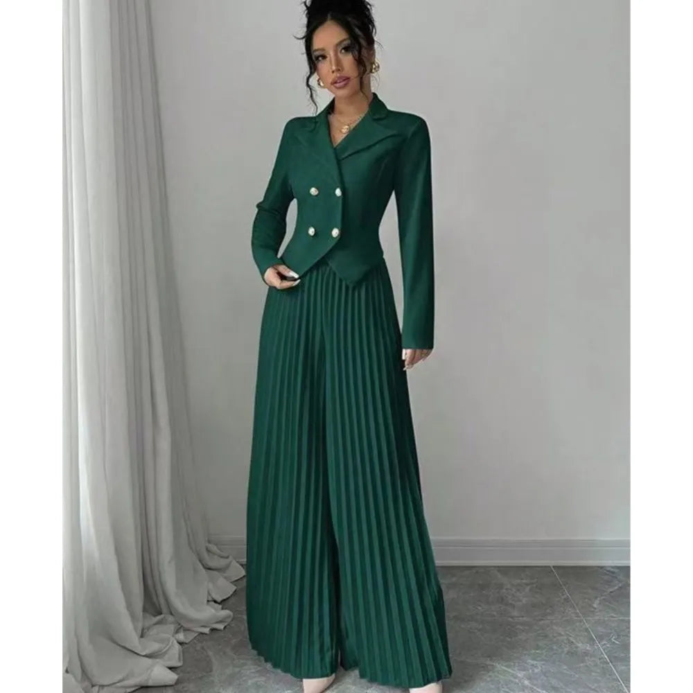 Lindsey Pleated Wide Leg Set