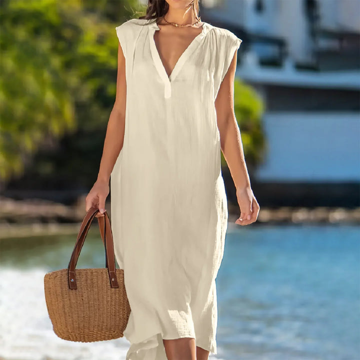 Ada Relaxed V Neck Midi Dress
