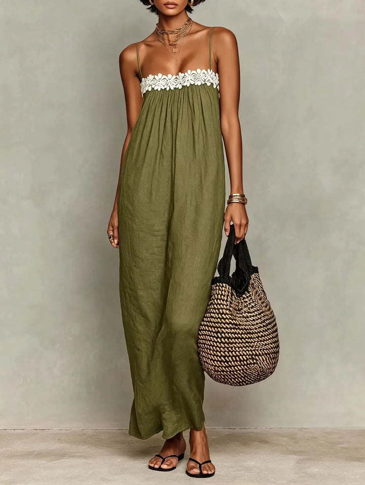 Sylvie Contrast Trim Elegant Maxi Dress