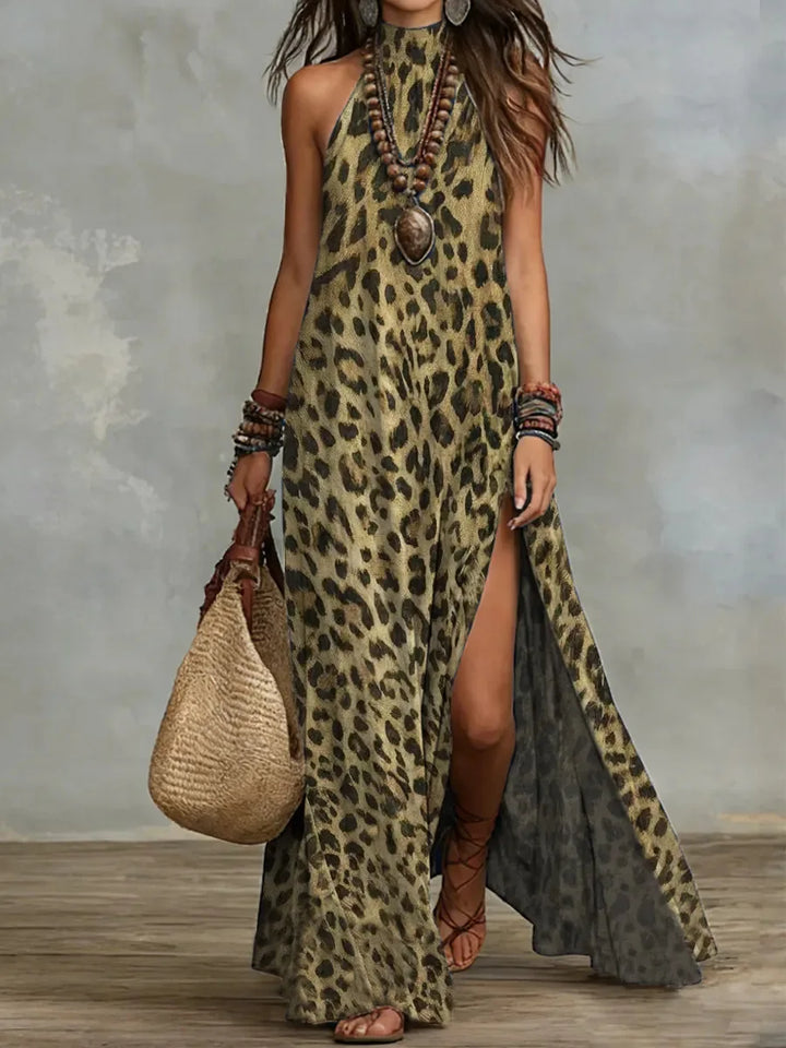 Saphine Bold Print Halter Neck Maxi Dress
