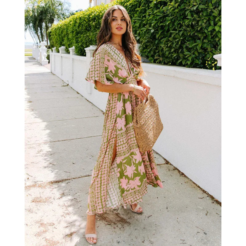 Noeline Floral Side Slit Spring Maxi Dress
