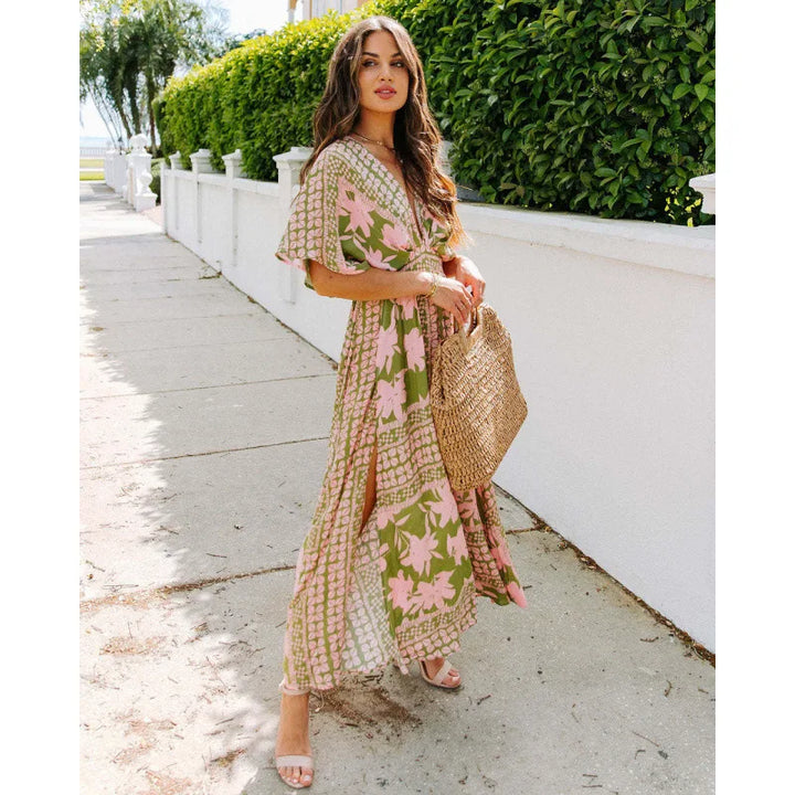 Noeline Floral Side Slit Spring Maxi Dress