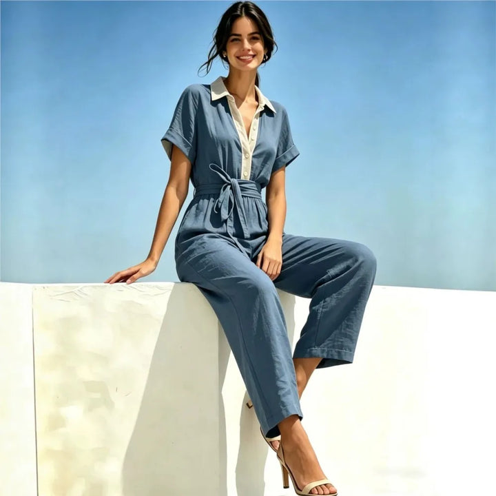 Cassandra Belted Short Sleeve Jumpsuit