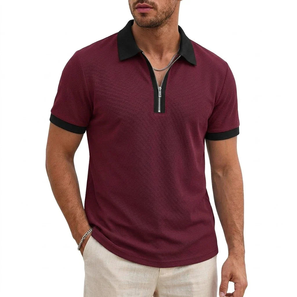 David Breathable Zipper Polo Shirt