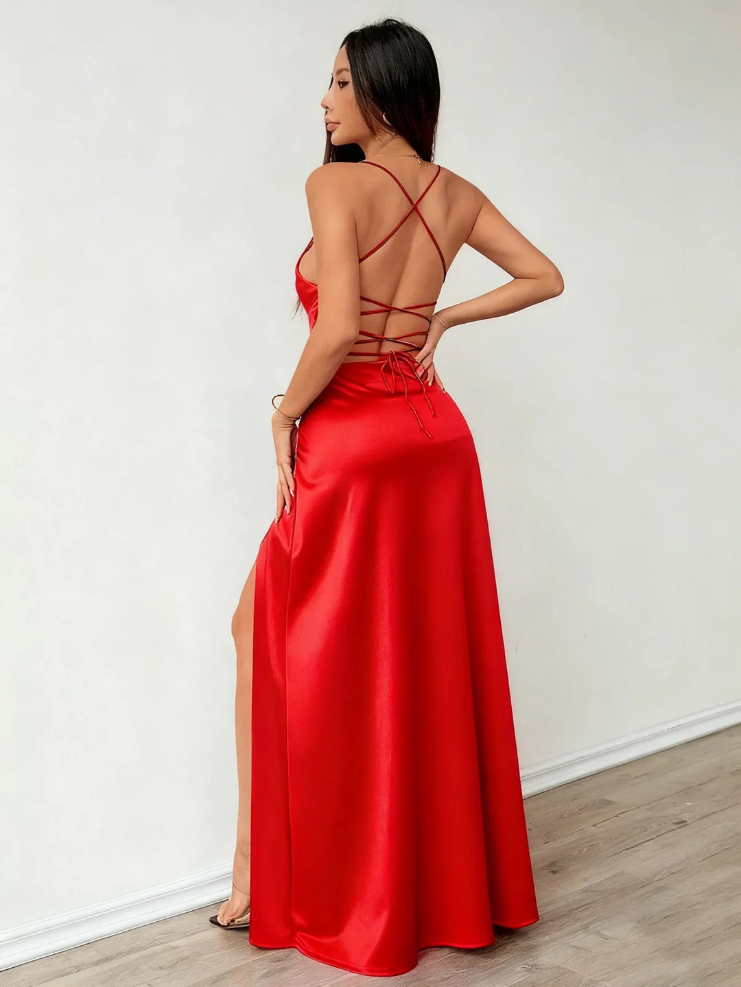 Leona High Slit Wedding Guest Dress