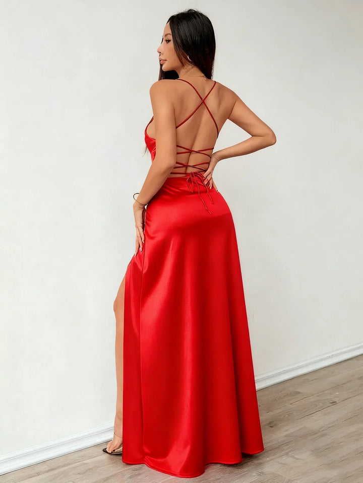 Leona High Slit Wedding Guest Dress