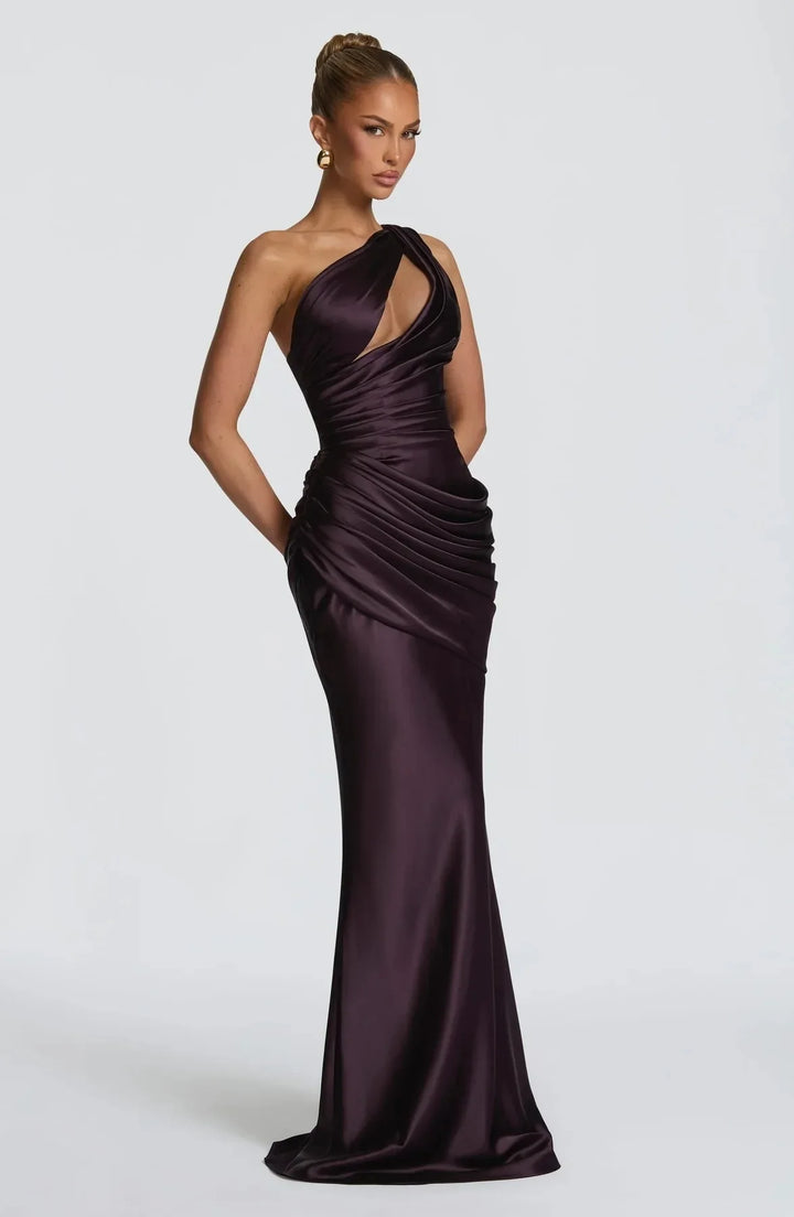 Lavina Ruched Satin Wedding Guest Dress