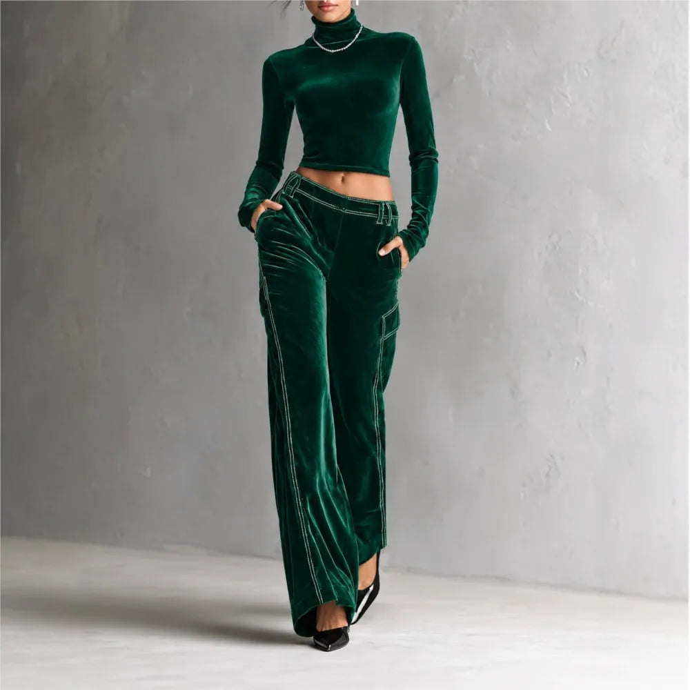 Jacqueline Fitted Cropped Turtleneck Set