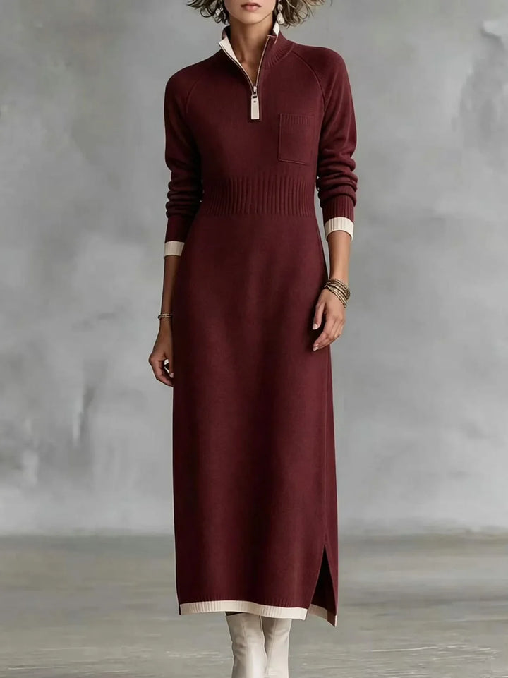 Odile Ribbed Zip Maxi Dress