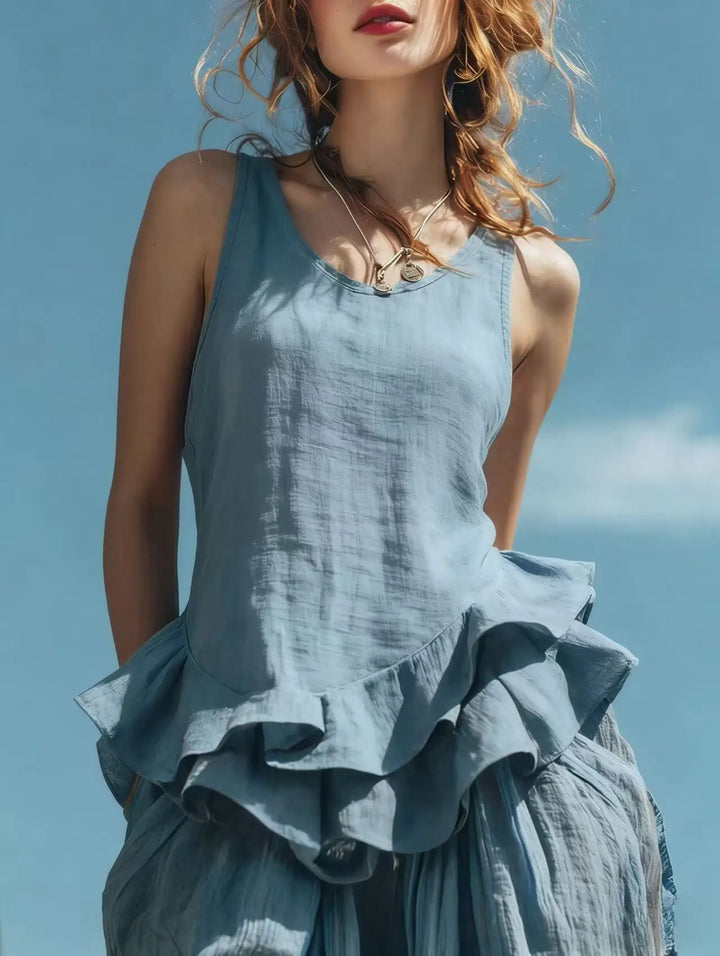 Yalina Ruffle Hem Tank Top