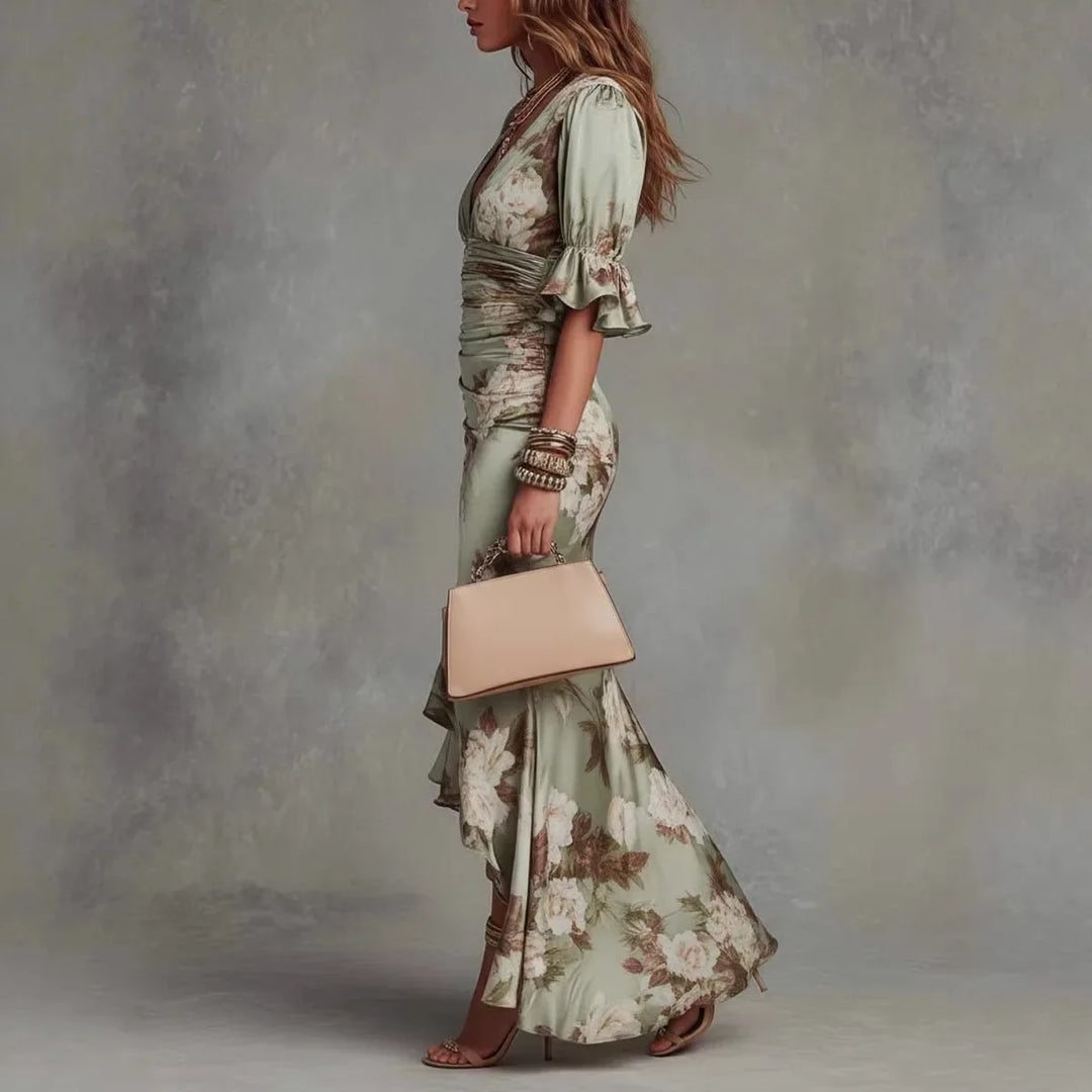 Sharon V-Neck Maxi Wedding Guest Dress