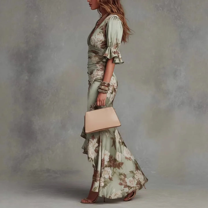 Sharon V-Neck Maxi Wedding Guest Dress
