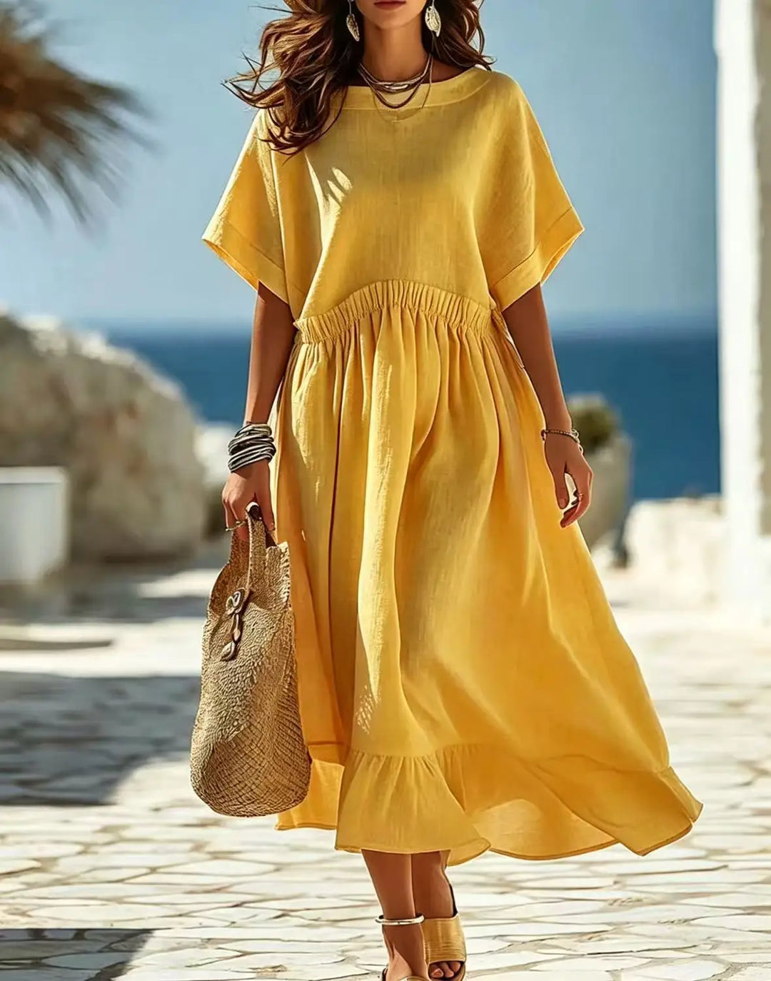 Sadie Casual Ruffle Hem Maxi Dress