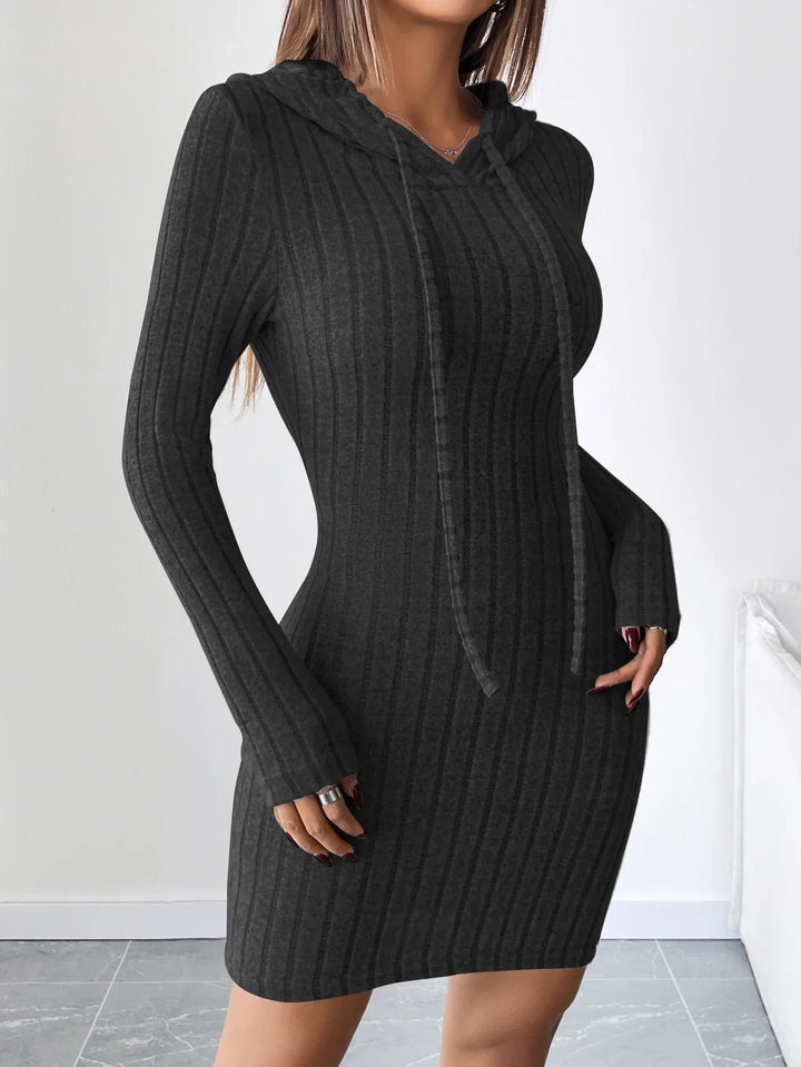 Avril Ribbed Hood Sweater Dress