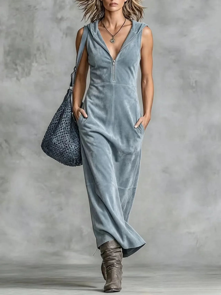 Elena Zip Front Pocket Maxi Dress