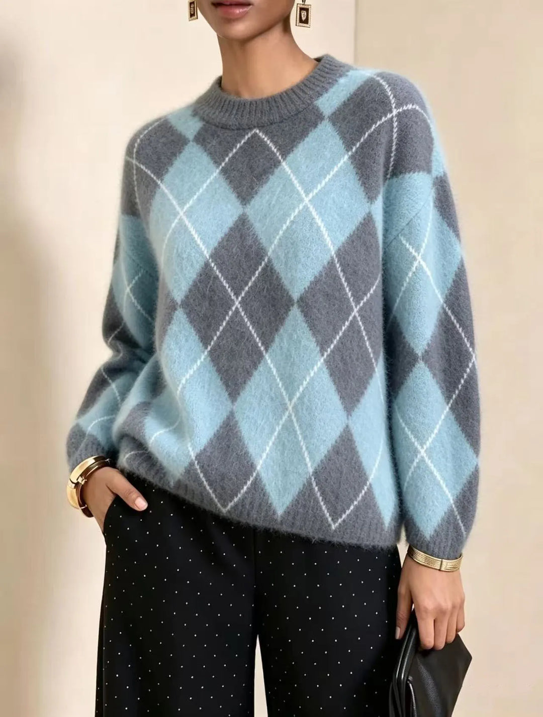 Harlow Argyle Crew Sweater