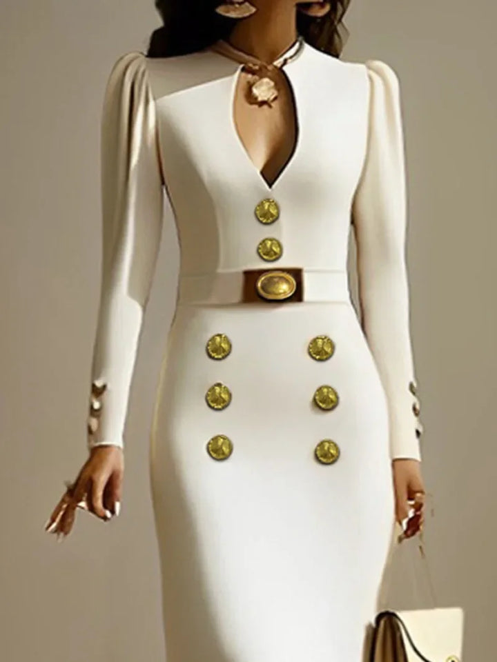 Solane Contoured Button Midi Dress