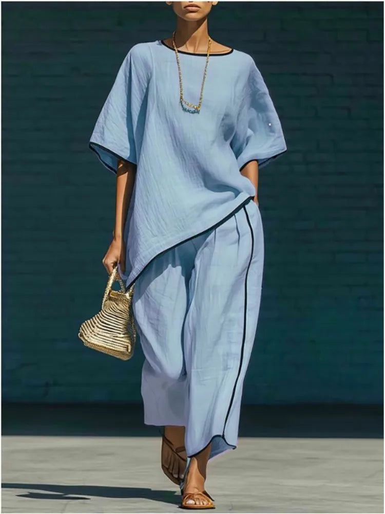 Cecelia Linen Cropped Pant Set