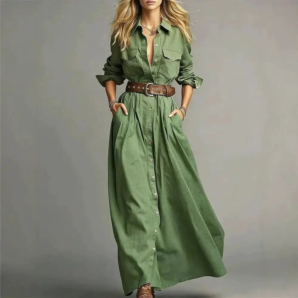 Liberty Button Front Maxi Dress