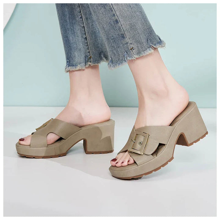 Keanna Orthopedic Buckle Heeled Sandals